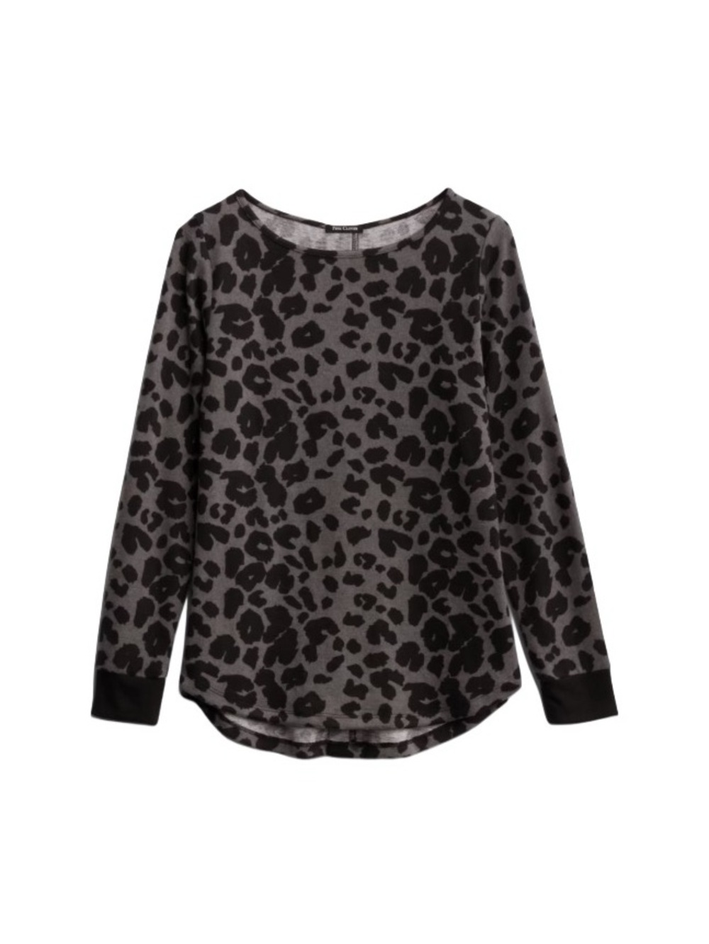 Pink Clover Black & Gray Leopard Print Scoop Neck Top